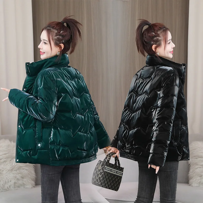 2023 Winter Puffer Jacket Women Long Sleeve Parka Thick Warm Stand-up Collar Korean Oversized Snowwear Outerwear Red Black Green