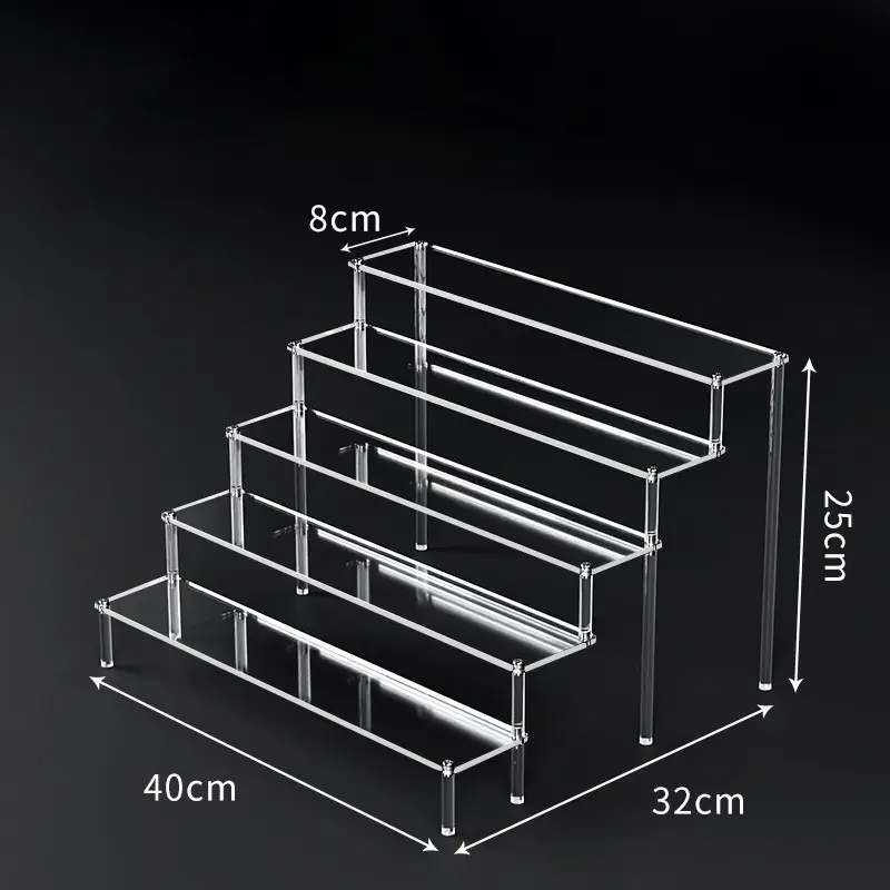1-5 Tier Acrylic Display Risers Clear Shelf Doll Clay Figurine Display Stand for Desserts Perfume Organizer Showcase W-10 - Image 12