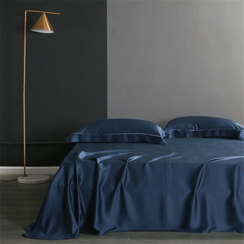 

Natural Mulberry Silk Flat Sheet Solid Color Bed Sheet Single Double King Size Bedding Sheet Home Bedding Bedsheet