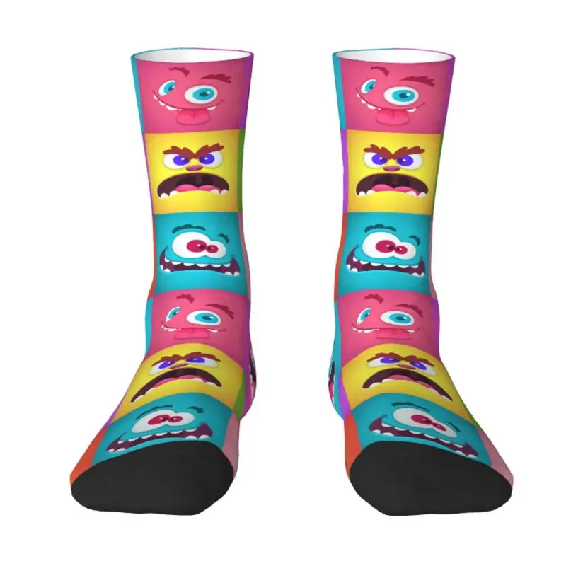 

Fun Men's Cartoon Monster Faces Funny Meme Collage Dress Socks Unisex Breathbale Warm 3D Print Crew Socks