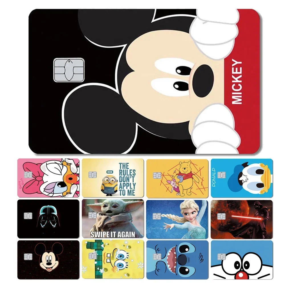 

Mickey Mouse Donald Stitch Pooh Bear Spongebob Anime Cartoon Sticker Film Skin for Credit Card Debit Bank Bus Card