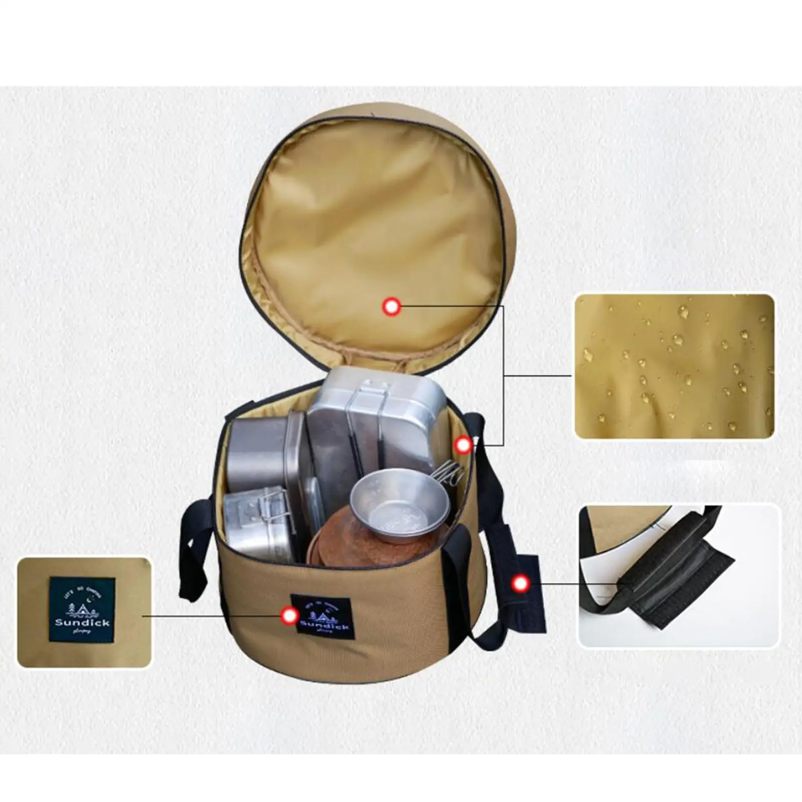 Outdoor Camping Tableware Storage Bag Carry Pouch with Side Pocket Waterproof Sundry Box Picnic Food Containers Box Handbag