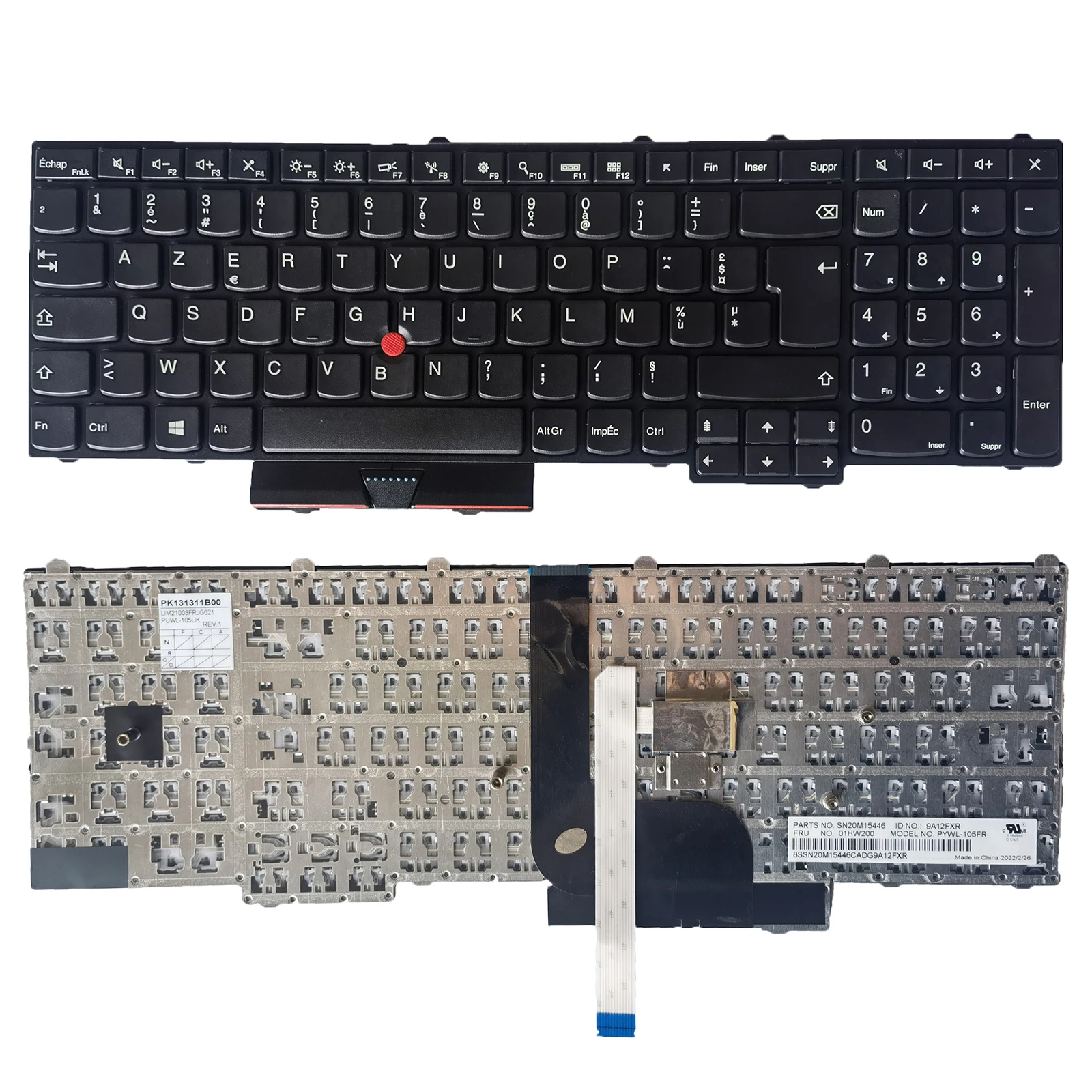 Tastiera Per Laptop Layout Fr Per Thinkpad P50(20En/20Eq) P70(20Er/20Es) Cornice Nera