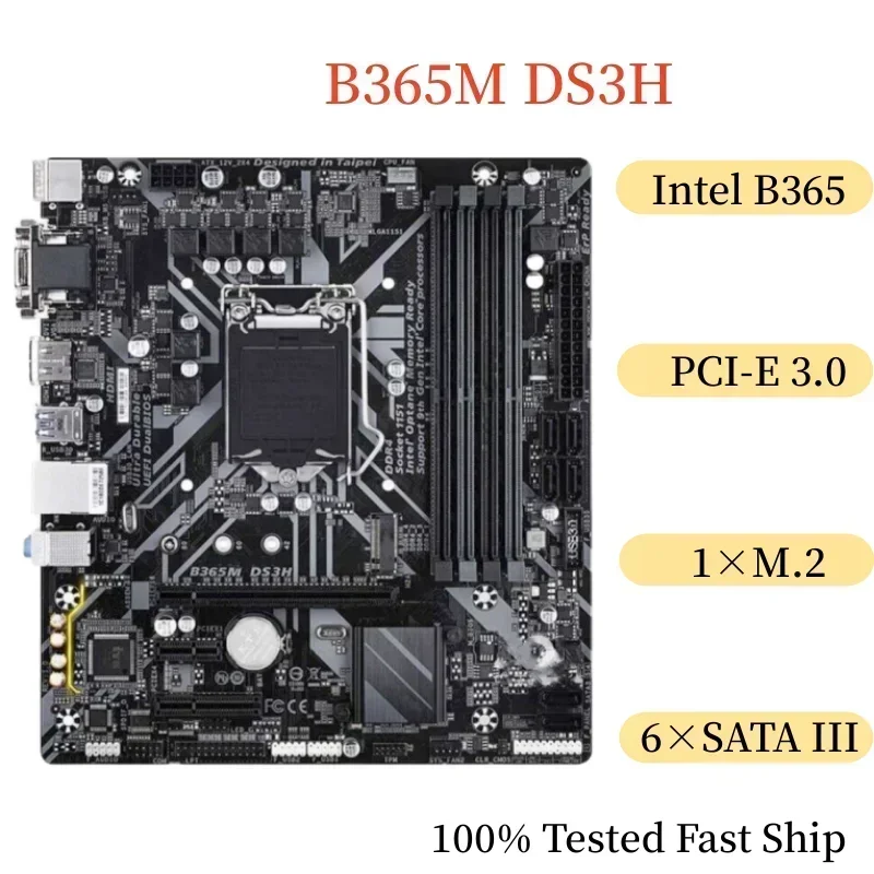 Scheda Madre GIGABYTE B365M DS3H – LGA1151, Micro ATX, Supporto Intel 8a/9a Gen, DDR4, USB 3.1, M.2, Per Gaming E Ufficio