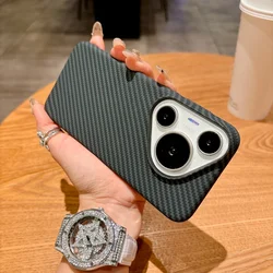 Ultra Thin Kevlar Carbon Fiber MagSafe Phone Case with Wireless Charging Bumper Frosted Cover for HUAWEI Pura 90 Pro Max (F2)