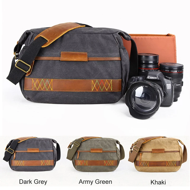 Retro Batick Waterproof Canvas DSLR Camera Case Shoulder Bags For Nikon