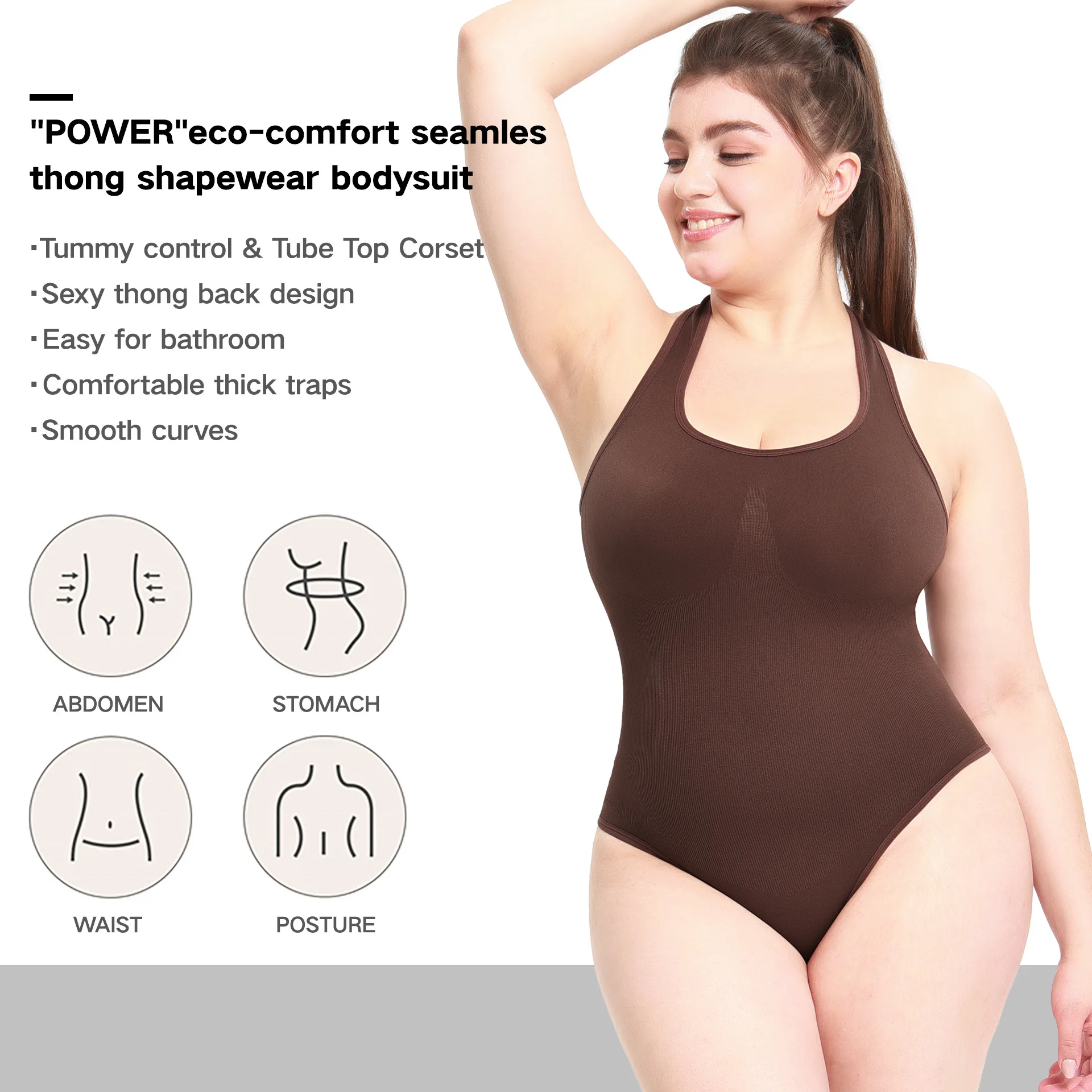 Body Shaper Jumsuit Women Thong Shapewear Bodysuit Tummy Control Seamless Fashion Halter Behind Neck Shapewear Panties