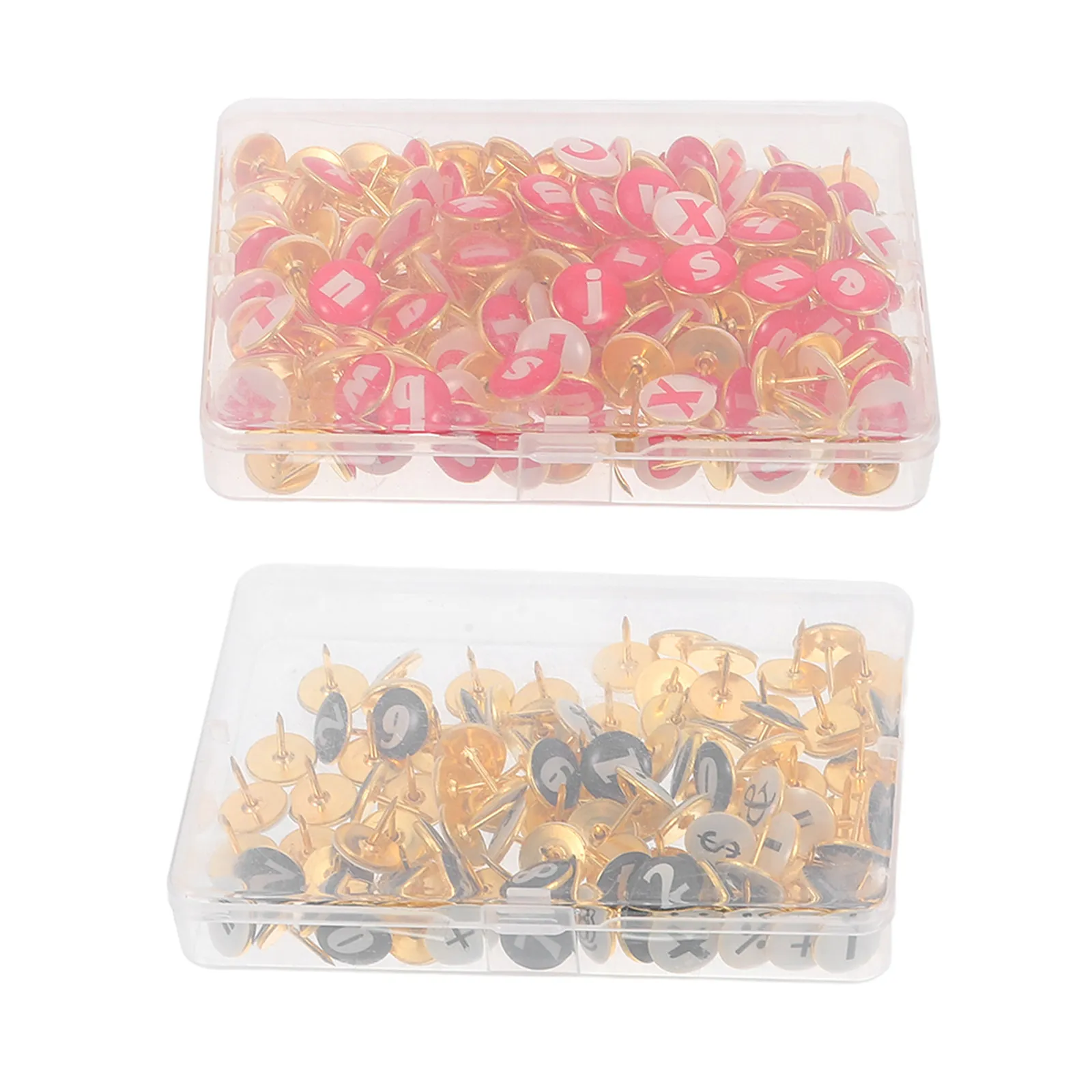 260Pcs 알파벳 숫자 엄지 못핀 사무실 교실 게시판 코르크 보드용 평평한 원형 창의적인 수학 기호 핀