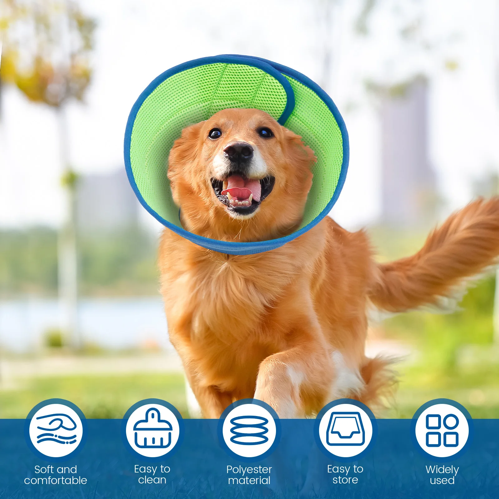 2Pcs Dog Cone Collar Polyester Adjustable Neck Recovery Collar Comfortable Breathable Dog Protection Cone Pet Supplies Accessory