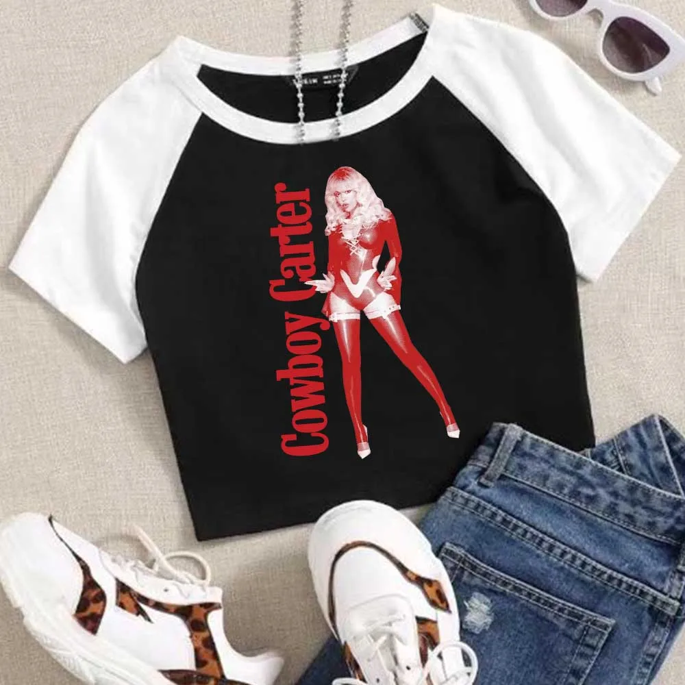 

Beyonce Cowboy Carter Woman's Crop T-Shirt Popular Music Girls Fashion O-Neck Short Sleeves Shirts