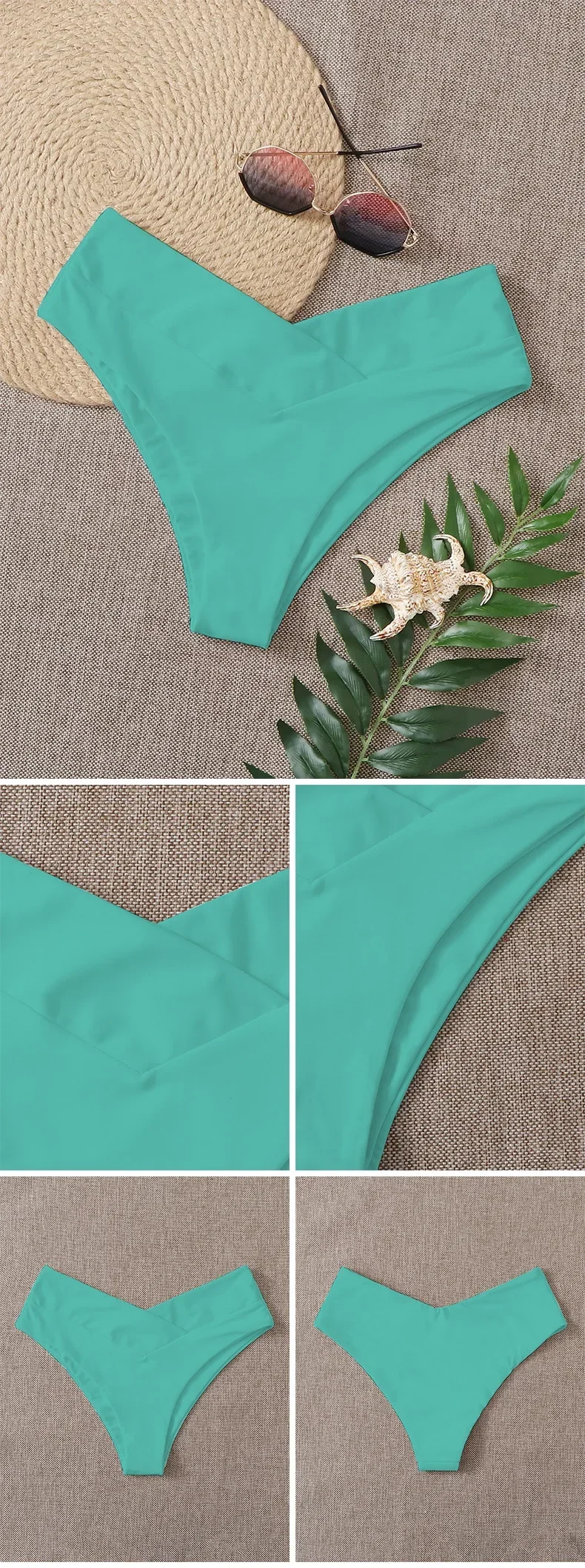 Fashion Sexy Thong Bikini Bottoms Women High Waist Brazilian Thongs Swimwear Swimsuit Solid Bottom Swimming Suit