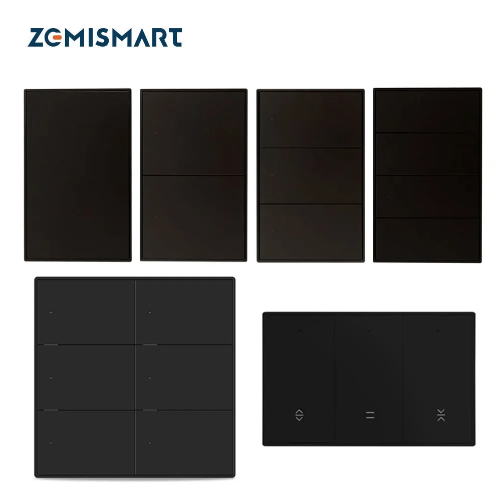 Zemismart Zigbee Us Black Wall Light Switch Con Neutro 1 2 3 4 6 Gangs Interruttore Per Tende Tuya App Alexa Google Home