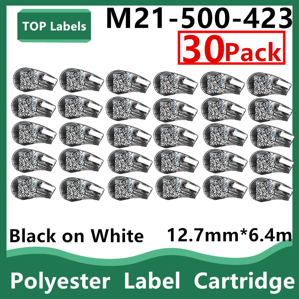 

20~30PK Replace M21-500-423 Cartridges Signs Maker Black on White 12.7mm*6.4m Polyester Signs In Labeller,Handheld Label Printer