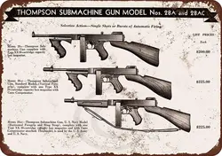 Vintage 1944 Thompson Submachine Guns Retro Style Metal Sign - Humorous Ranch and Garage Decor Art - Aluminum 14x20cm (Aluminum sign)