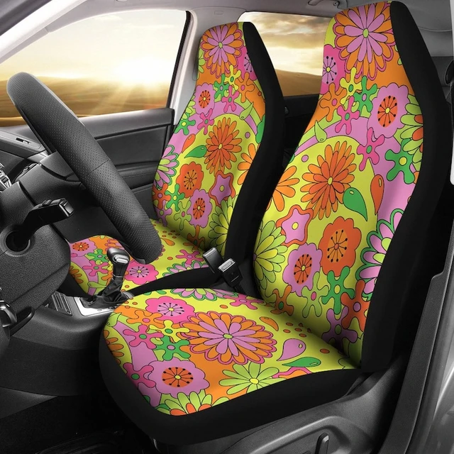 Hippie Colorful Floral Car Seat Covers Set 2 Pcs Auto Interior Car  Accessories Protetors Car Mat Covers Vehicle - Automobiles Seat Covers -  AliExpress