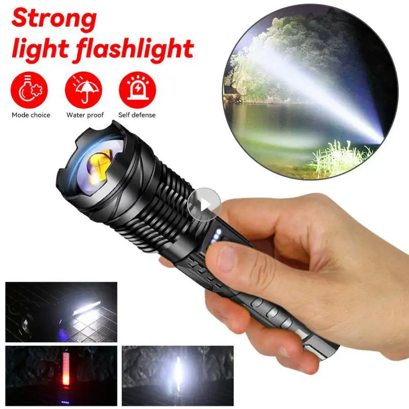 

Battery Emergency Spotlights Waterproof Flashlight Keychain Light Built-in Battery Powerful Hand Lamp For Camping Tactical