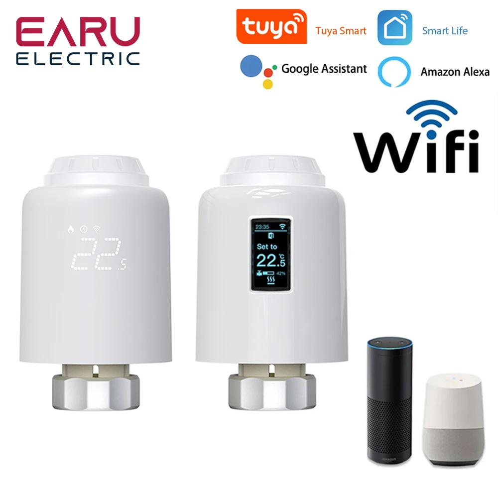

Tuya Smart WiFi Thermostat Radiator TRV Programmable Thermostatic Actuator Heating Remote Temperature Controller Alexa Google