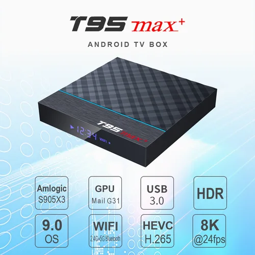TV 박스 안드로이드 9.0 T95 MAX PLUS Amlogic S905x3 2.4G 5G 듀얼 와이파이 밴드 4G 32G 64G 8K BT4.0 셋톱 박스 미디어 플레이어 PK X96 MAX 2
