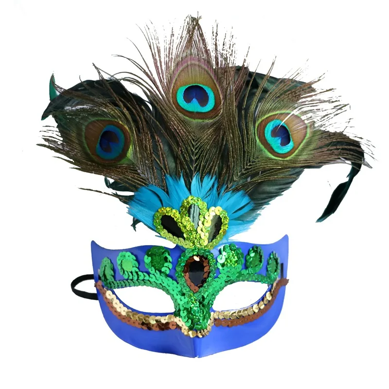 

Peacock Feather Mask Halloween Decorative Props Masquerade Women Half Face Mask Festival Celebration Headdress Party Supplies