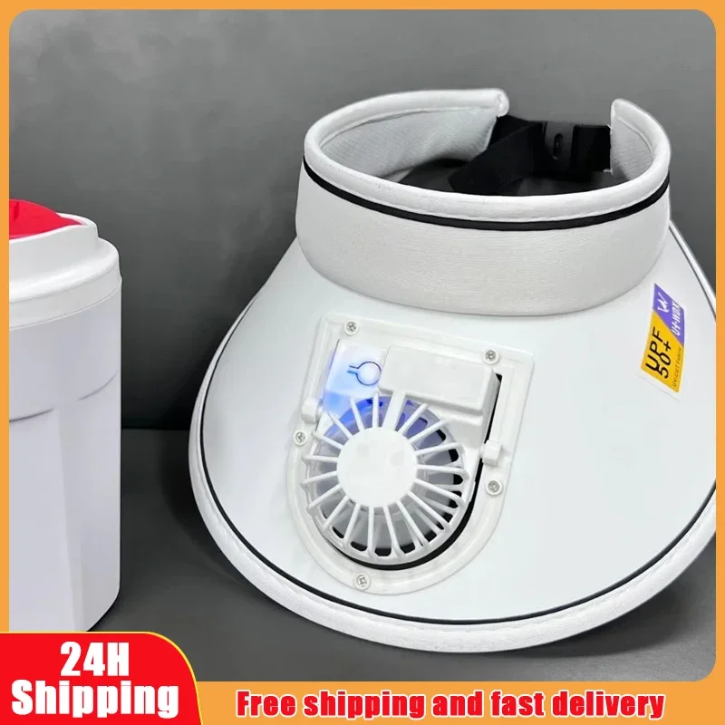 Cooling Fan Hat Breathable USB Rechargeable Fans Hat Sun Visors Hat with Fan for Men Women Girls Boys Sport Fishing Travel