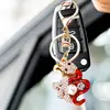 2025 Year Of Chinese Snake Lucky Pendant Keychain Creative Rhinestone Snake Key Ring With Ring Clasp Bag Accessories Charm Gift 3