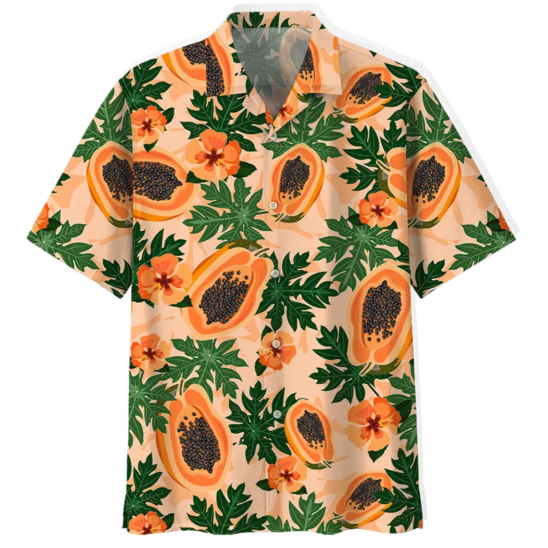 thumbnail image 1 of Camisas hawaianas con estampado de limón para hombre, blusa con botones de manga corta y estampado 3D de frutas tropicales, camisa hawaiana de solapa de gran tamaño, 1 of 5