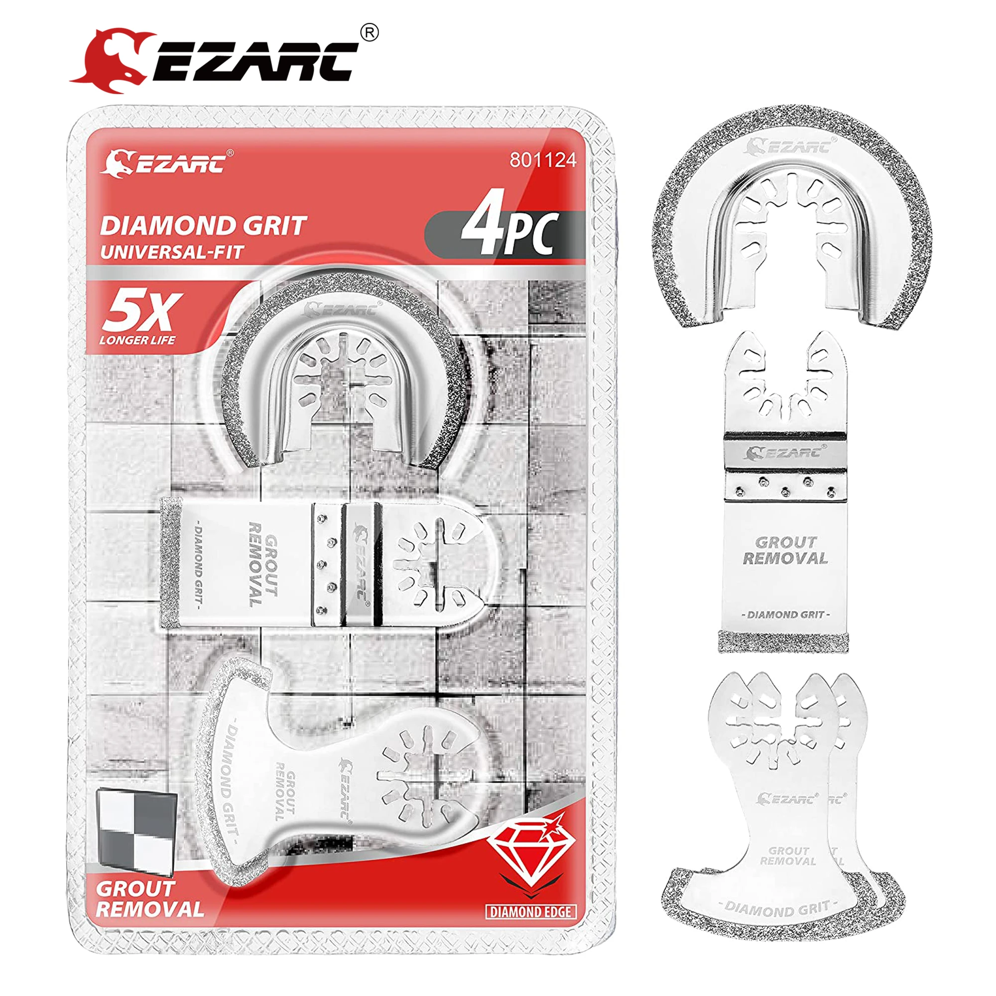 EZARC 4PCS Diamond Oscillating Tool Blade Set, Multi Tool Mortar