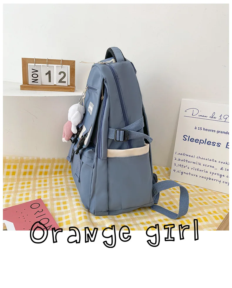School bag new style 2024 simple girl middle school student junior high school student backpack nylon cloth Japanese cute