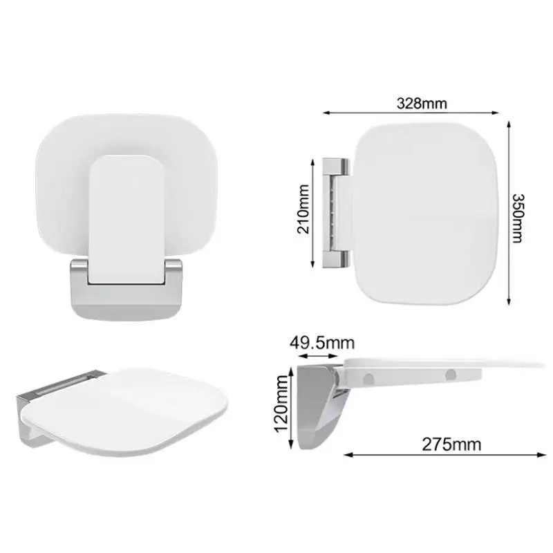 Hot Sells Bathroom White Wall Mounted Folding Shower Seat Uf Urea Wall Mounted Foldable Shower Seat 3