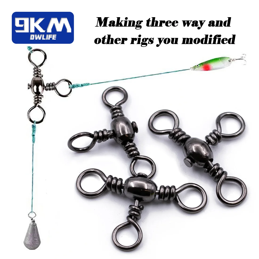 Girelle A 3 Vie Per Pesca FishTrip – 50 Pezzi In Acciaio Inox – Antiruggine Per Acqua Dolce E Salata