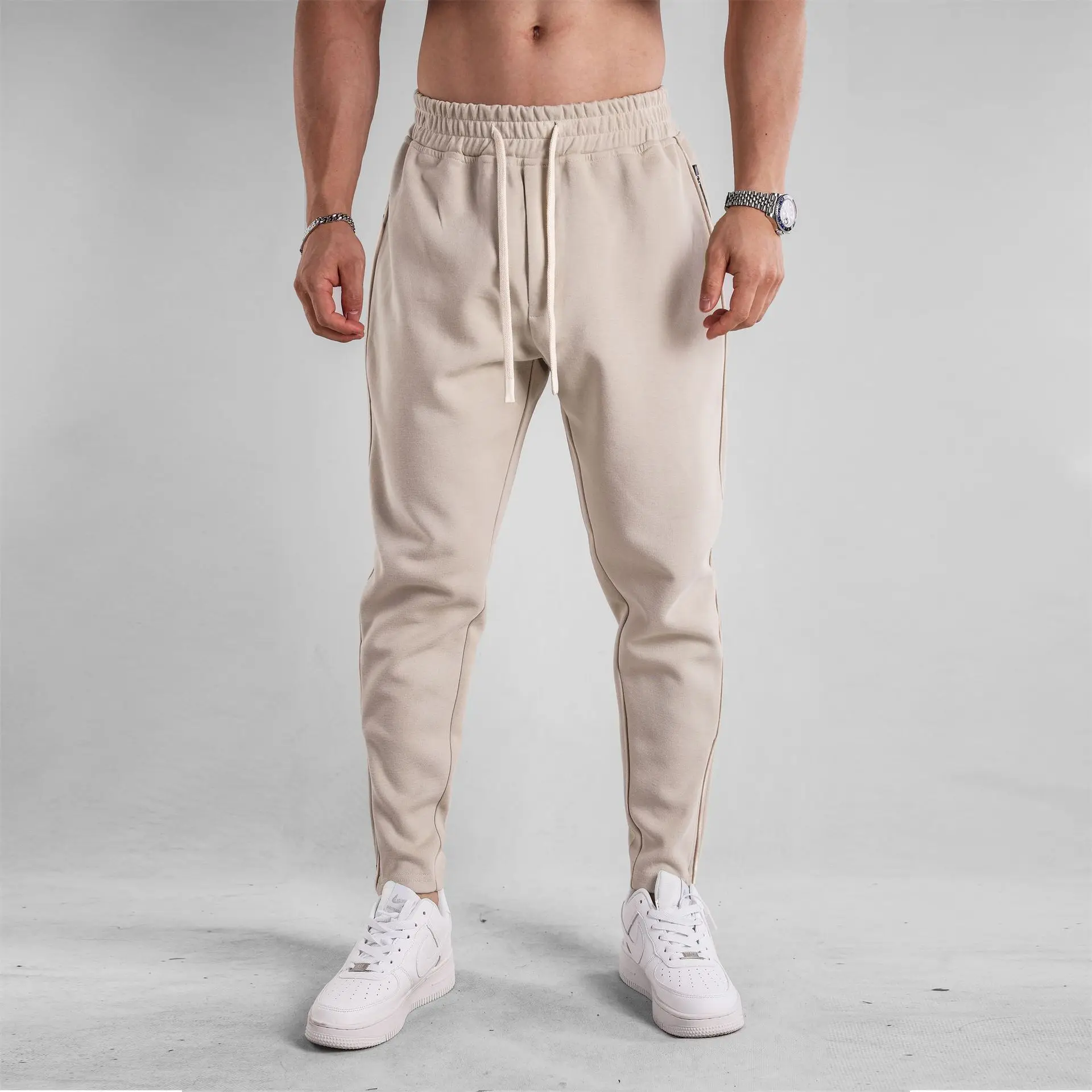 Men's Clothing Sport Casual Zipper Baggy Pants Cotton Long Trousers Outdoor Gym Fitness