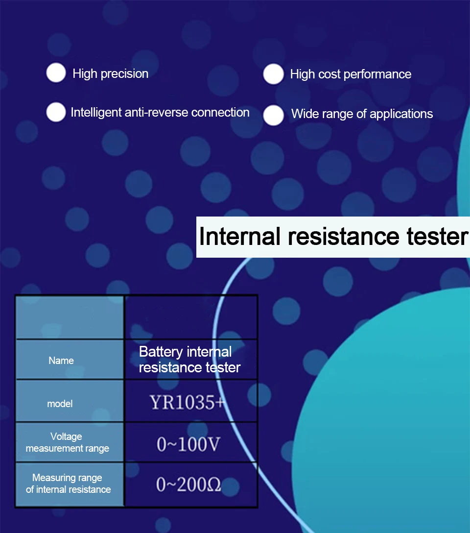 0~120V Battery Voltage Internal Resistance Tester 18650 Lithium Storate  Polymer Pack Battery Tester YR1030 YR1035 Battery Tester