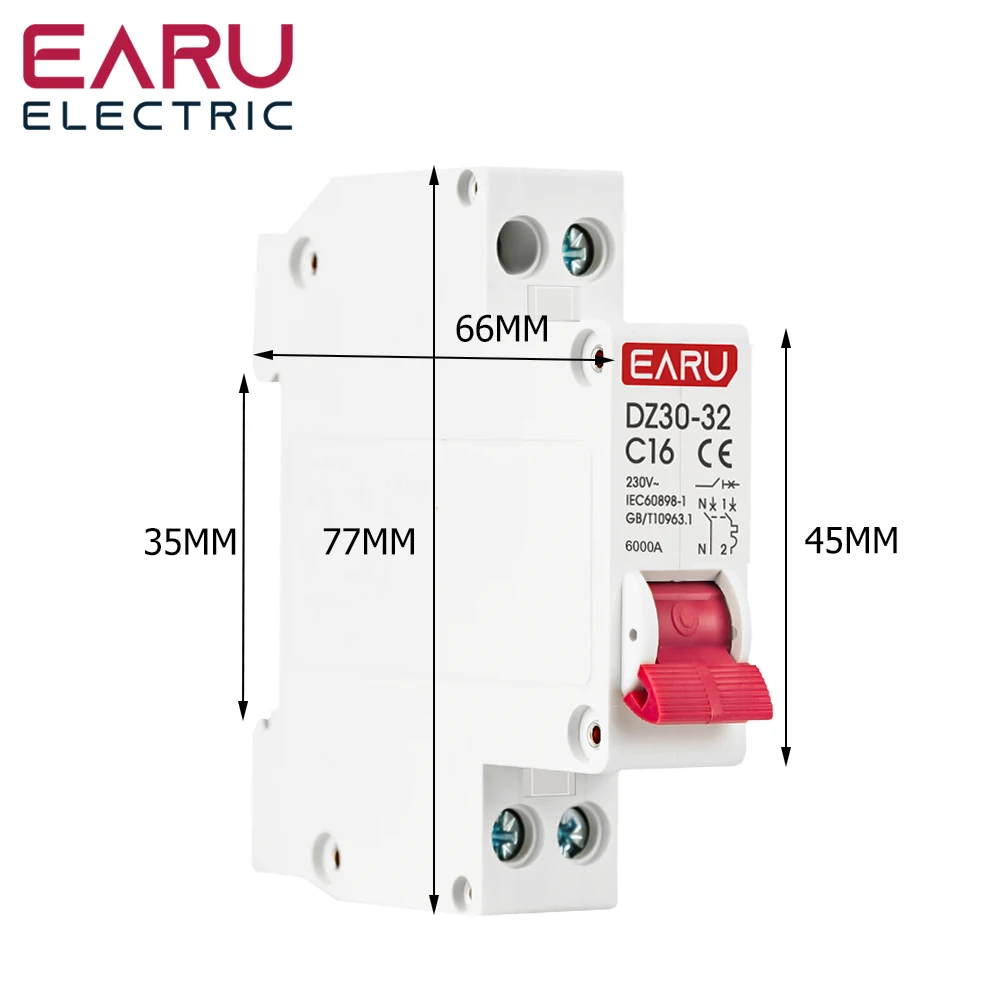 Circuit Breaker DZ30-32 DPN 1P+N Mini MCB 6A 10A 16A 20A 25A 32A Din Rail Mounting Cutout Household Air Switch OEM DIY