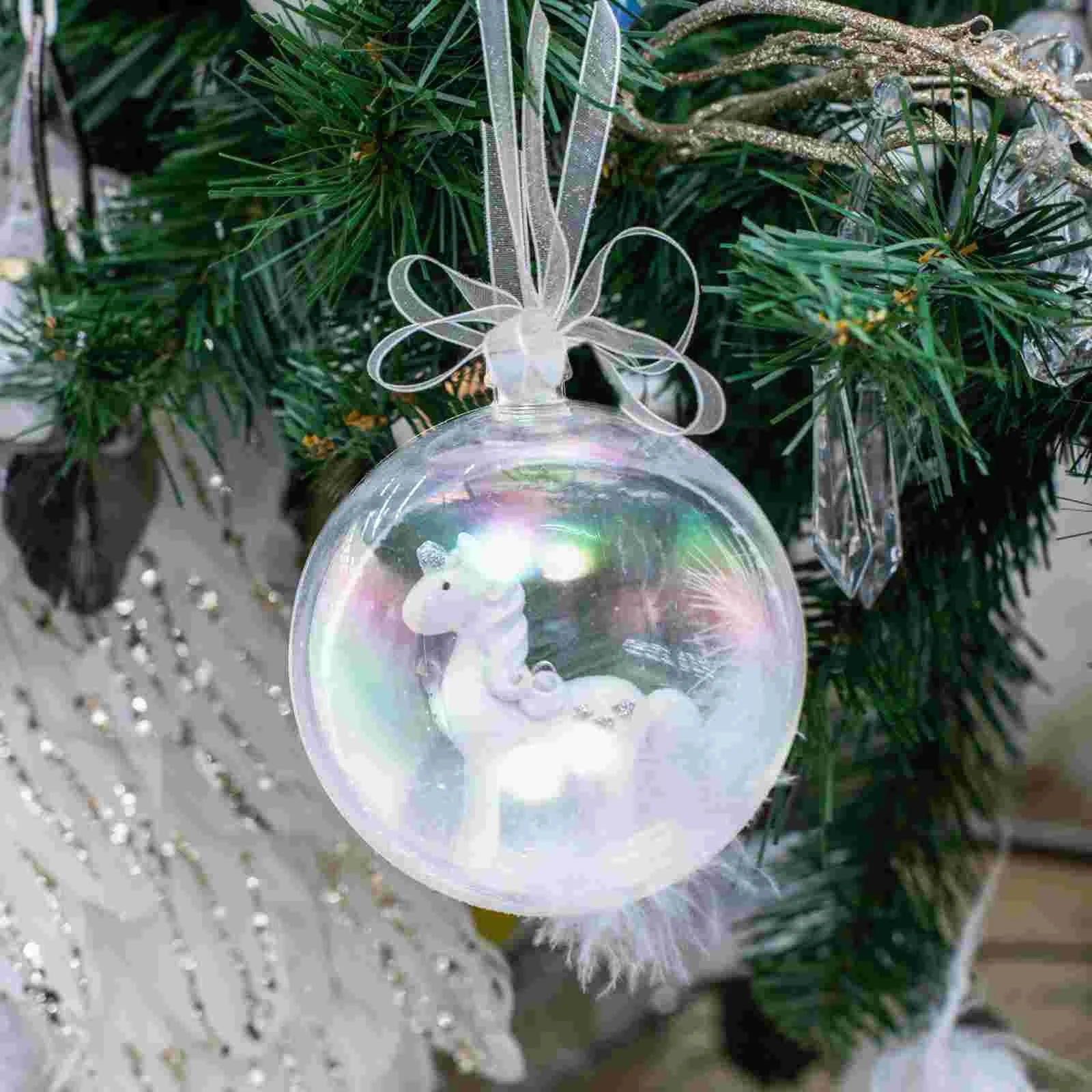 

Hanging Christmas Ball Ornaments Bubble Colorful Transparent Decoration Pendant Plastic Xmas Balls