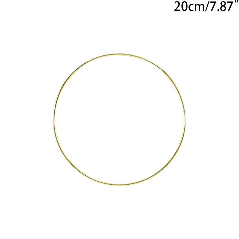 Aros de corona floral dorados y plateados de 10 a 40 cm con marco de metal, anillo de alambre, macramé para manualidades colgantes, círculo de hierro, decoración para Navidad y bodas