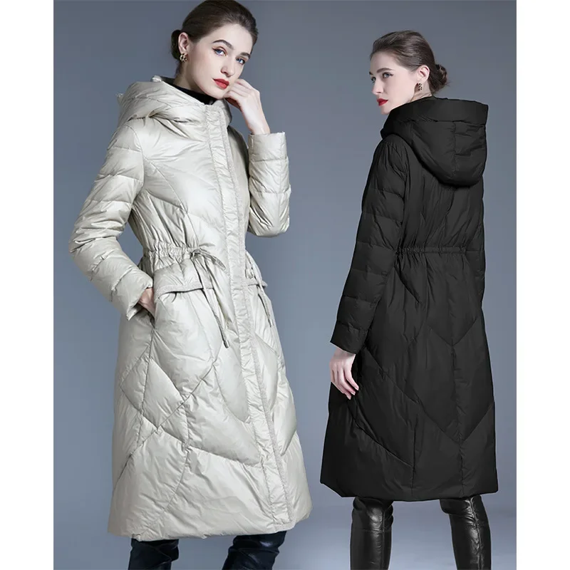Down jacket women's long style 2023 new women's over-the-knee thickening explosions loose winter coat tide