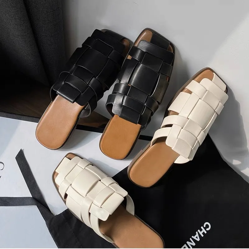 Leather Flip Flop Mules Sandals - 6.5cm