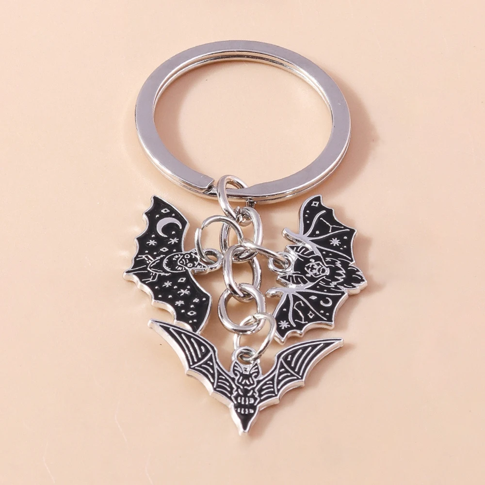 Halloween Bat Keychain – Stainless Steel Novelty Key Ring For Women, Girls, Bag Charms & Gifts