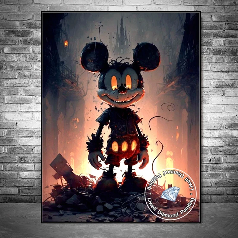 ミッキーとミニーマウスのダイヤモンドの絵,派手なモザイク,クロス