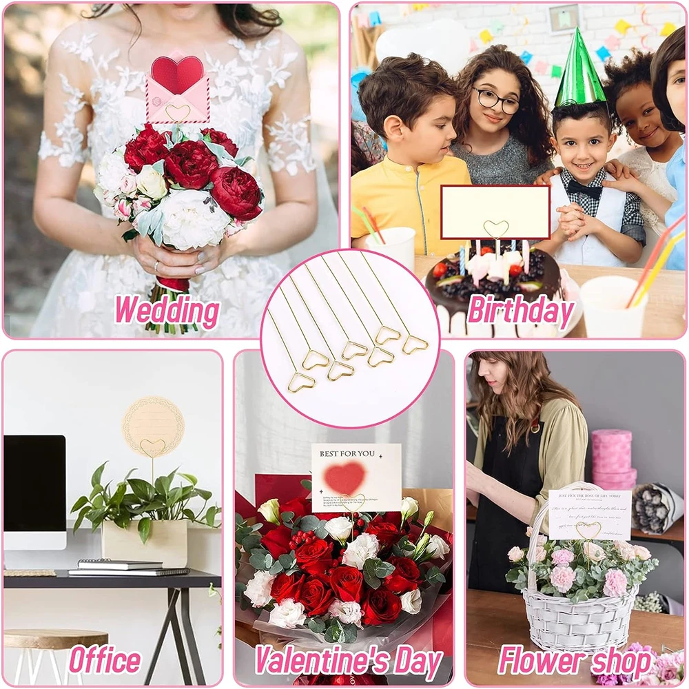 20/10PCS Flower Card Holder Art Card Holder Love Star Metal Wire Photo Stick Wedding Party Birthday Flower Ho floral card holders,photo holder stand