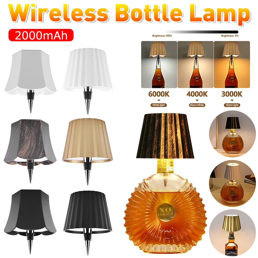Wireless LED Wine Bottle Lamp Rechargeable Vases Led Light Dimming Mushroom Lamp Touch Control Table Lamp Decorative Night Light 2