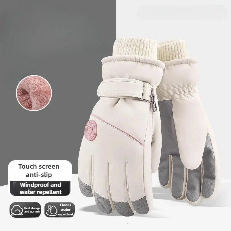 2025 New Style Winter Ski Gloves Fashionable Wool Lined Thick Warm Cold-Resistant Touchscreen Compatible for E-Bike Cycling