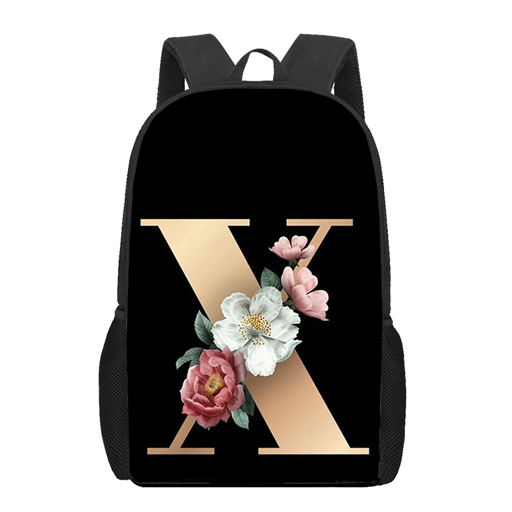 Personality Art Letter Flower Print School Bags For Teenage Girls Boys