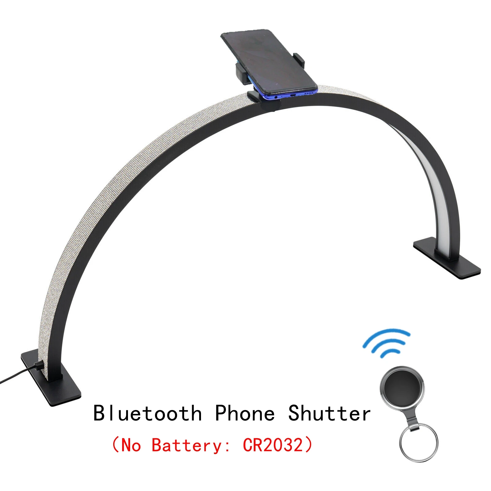 네일 386 LED용 반달 조명, 전화 클립이 있는 반달 책상 램프, 매니큐어 테크 래쉬 익스텐션 뷰티용, 30 인치, 48W, 3000-6500K