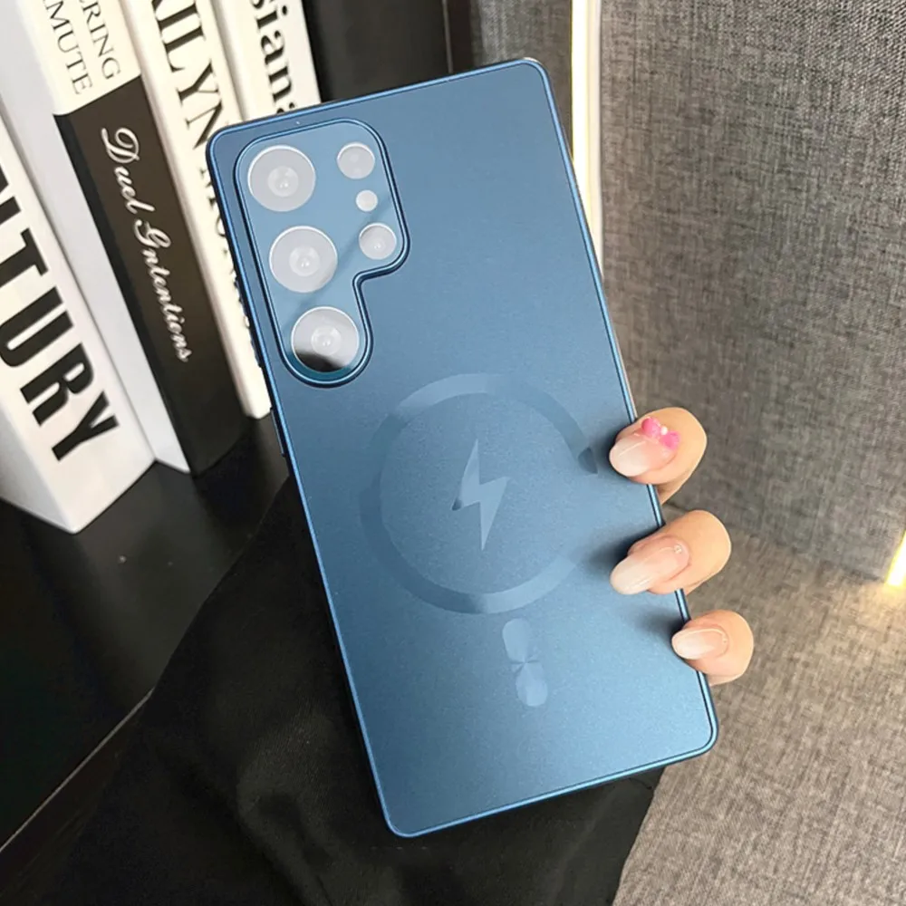Luxury Matte Magnetic Shockproof Bumper Case with Glass Lens Protector