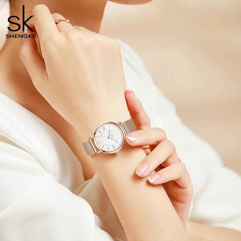 Shengke Japan Quartz Movement Waterproof Ladies Wristwatch Stainless Steel Band Classic Watch for Women Free Shipping Watches 2