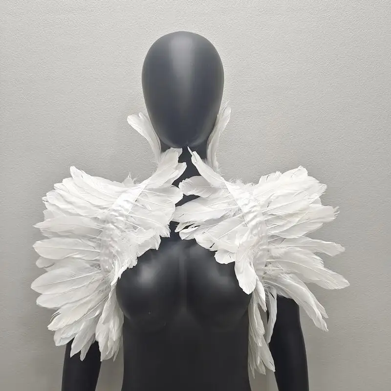 Châle Gothique En Plumes Noires - Cape D'Épaules Pour Costume Halloween, Cosplay, Soirée Mascarade