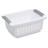 Small Stacking Basket, Open Plastic Bin, Space Saving Organizers, White 1