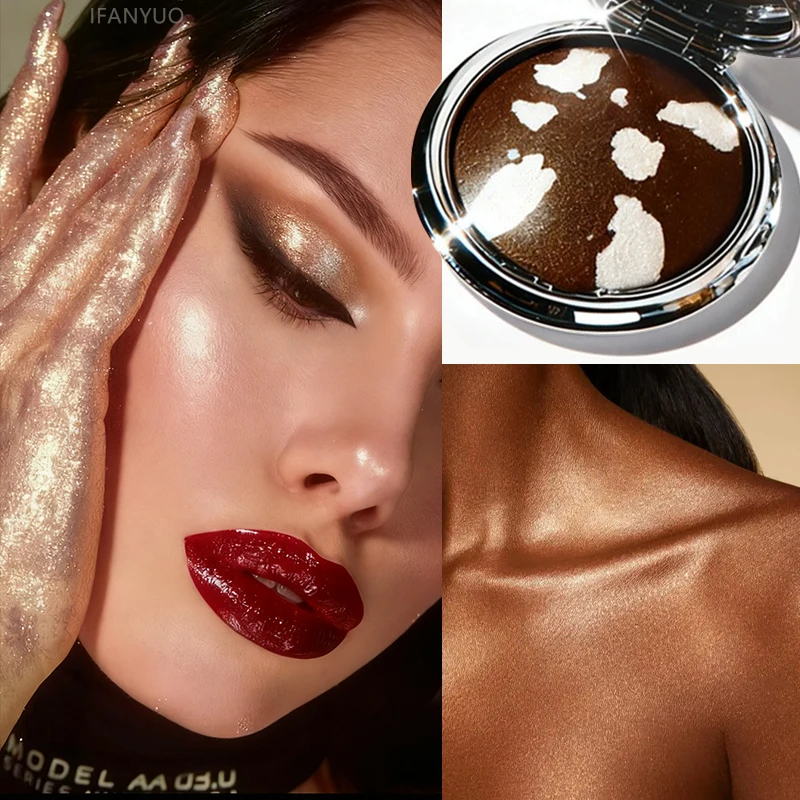 Pearlescent Highlight Palette Bronze Shimmer Glitter Face Makeup_voghion.com