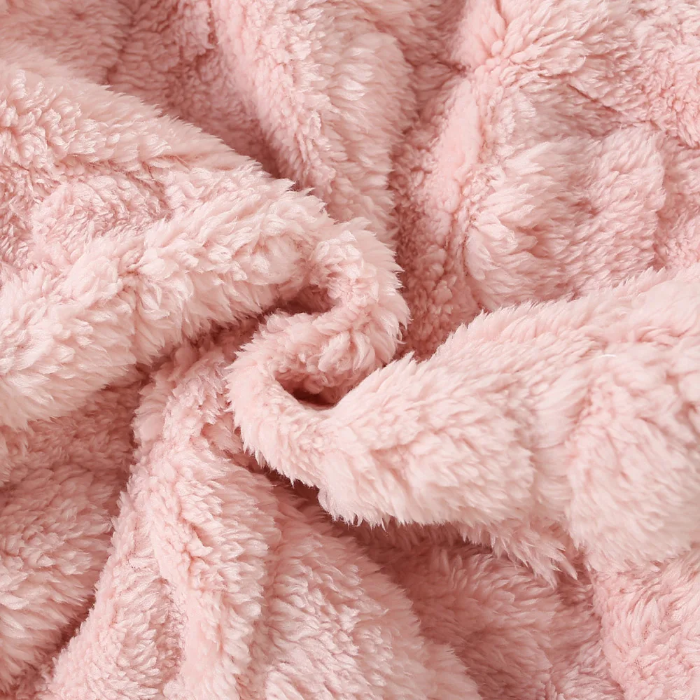 New Winter Girl's Coat Hairy Thick Fleece Jacket Jacket Solid Color Printed Round Neck Zipper Cardigan
